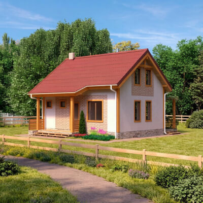 Проект дома с мансардой до 100 кв. м.  93/22.. Фасады, планировки(анонс).