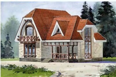 Проект загородного дома № 104/358. Фасады, планировки(анонс).