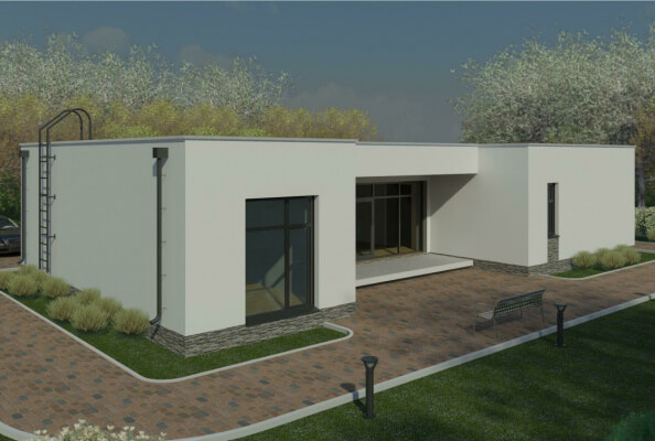 Проект современного дома с террасой 93/н-33.. Фасады, планировки(анонс).
