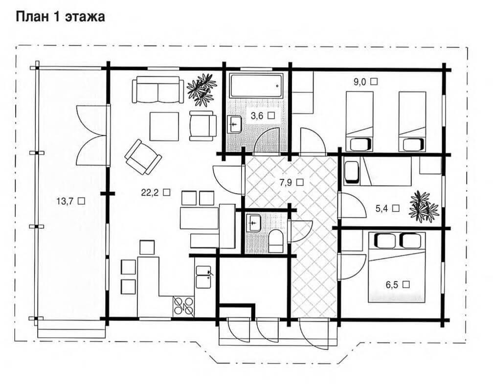 План схема дома одноэтажного дома