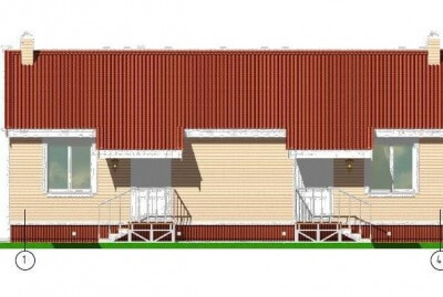 Проект дуплекса - дома на две семьи № 101/64. Фасады, планировки(анонс).