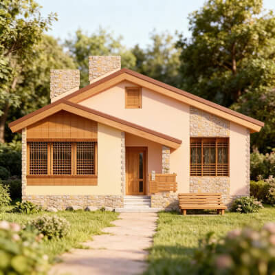 Проекты недорогих домов. Одноэтажный дом 85 кв.м. 93/8. Фасады, планировки(анонс).
