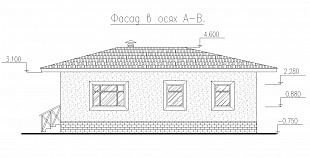 Бесплатный проект одноэтажного дома из пеноблоков  № 92/59 Разрез 2