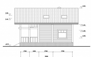 Бесплатный проект дома с террасой 92/62. Вид 1.
