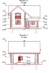 Проект дома из пеноблока 13 на 9 метров 92/98. Разрез 1.